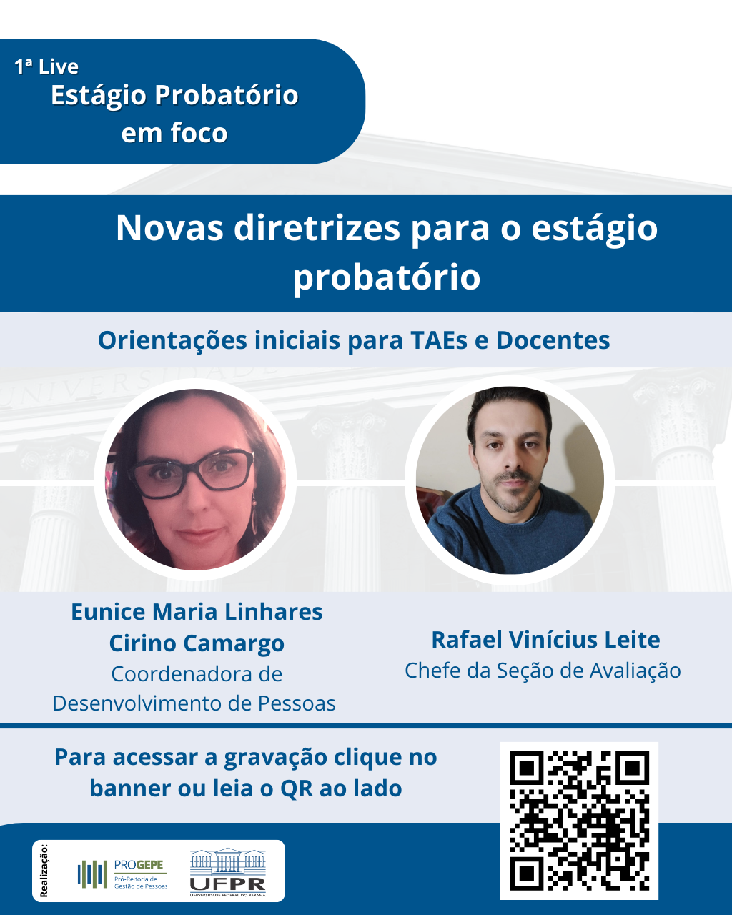 Primeira live da ação de capacitação “Estágio Probatório em foco”