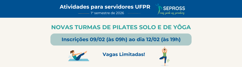 Inscrições para as atividades Pilates Solo e Yôga destinadas a servidores da UFPR abrem em 09 de fevereiro